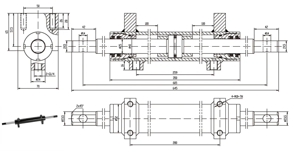 tiltcylinder-products-EP-Φ40×Φ25×100×2 Steering Cylinder for Aerial Work Vehicle-draft