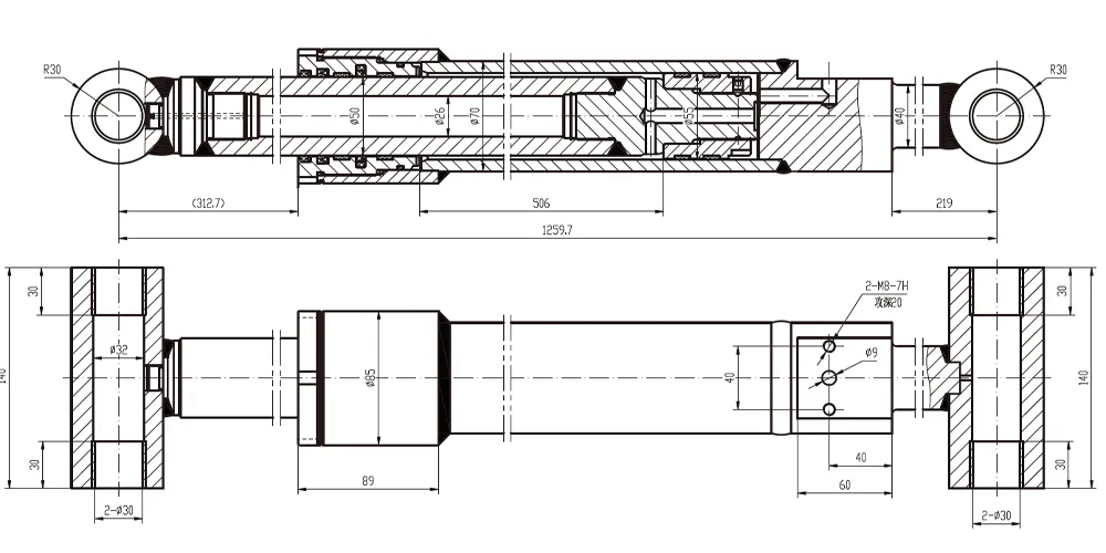 tiltcylinder-products-EP-Φ55×Φ50×506 Main Boom Angle Cylinder-draft