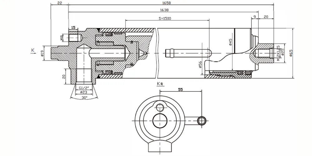 tiltcylinder-products-EP-Φ56×Φ45 Forklift Lifting Cylinder-draft
