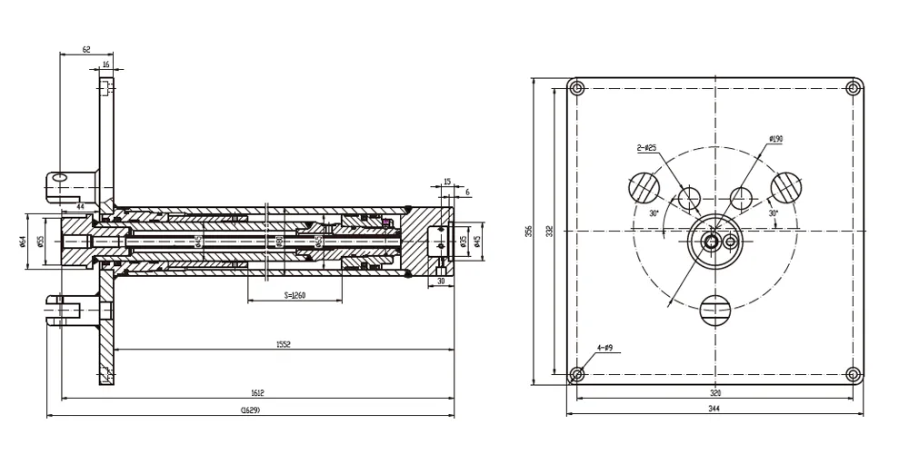 tiltcylinder-products-EP-Φ65×Φ45×1260 Aerial Work Vehicle Lifting Cylinder-draft