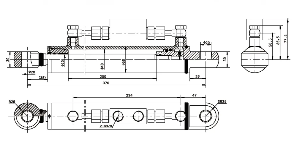 tiltcylinder-product-EP-Φ40×Φ20×200 Hydraulic Locking Cylinder-draft