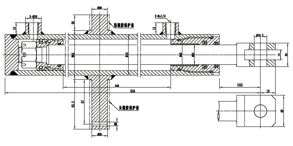 tiltcylinder-product-EP-Φ40×Φ25×348 Towing and Lifting Cylinder For Agricultural Machine-draft